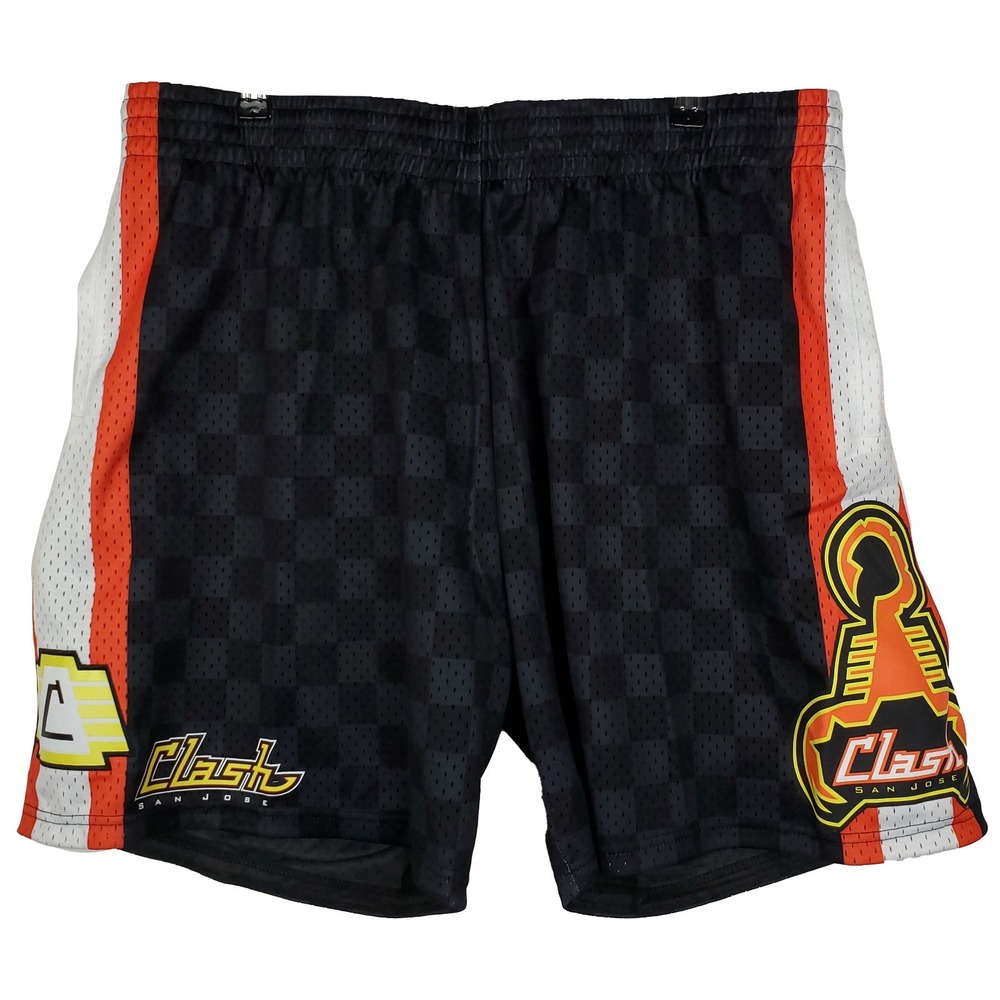 San Jose Clash Mitchell & Ness MLS 2XL XXL Jersey Shorts Cut & Sew Logos NWT